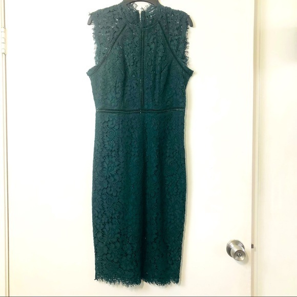 SOLD Bardot Deep Emerald Green "PARIS" Lace Overlay Dress- Size 6/S - Picture 5 of 16